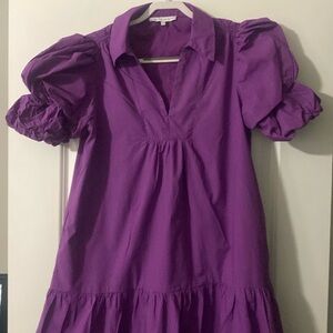 English Factory Nordstrom’s purple puffy sleeve midi dress